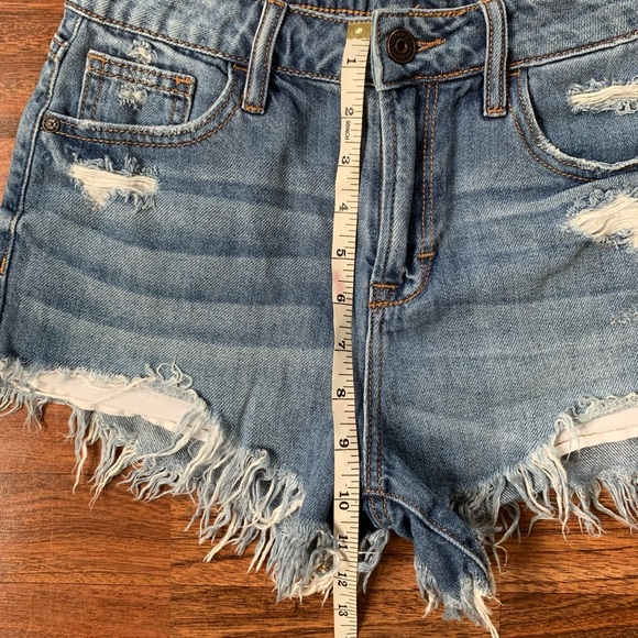 Hidden LA High Rise Stretch Frayed Hem Distressed Denim Jean Shorts XS - Picture 6 of 6